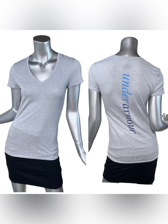 Under Armour Tops - Under Armour Women’s Small Light Grey Thin V Neck T Shirt Heat Gear
